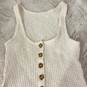Women's Cream and White Crop-top